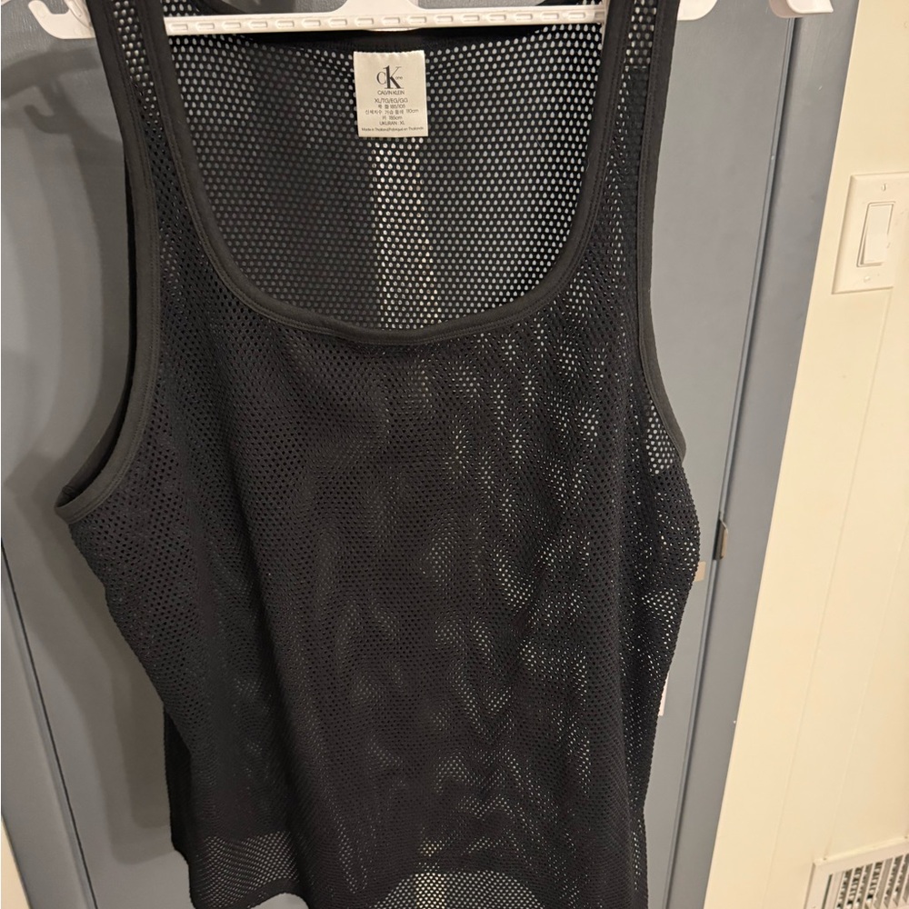 Calvin Klein Charcoal Mesh Tank Top xl nwt